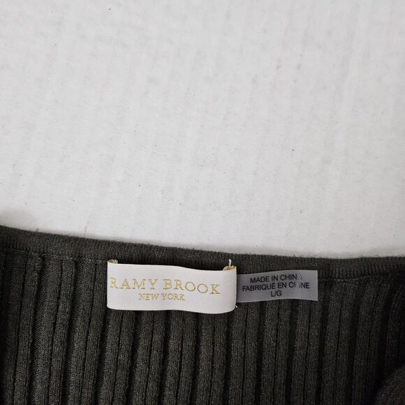 Ramy Brook Pilar Dress Large Green Cut Out Ribbed Knit Sweater Midi Cashmere - Picture 6 of 11